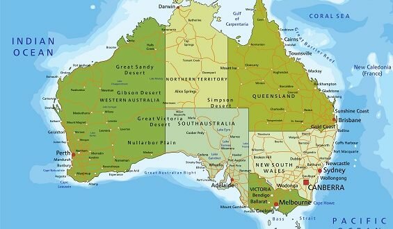 Highly detailed editable political map. Australia.